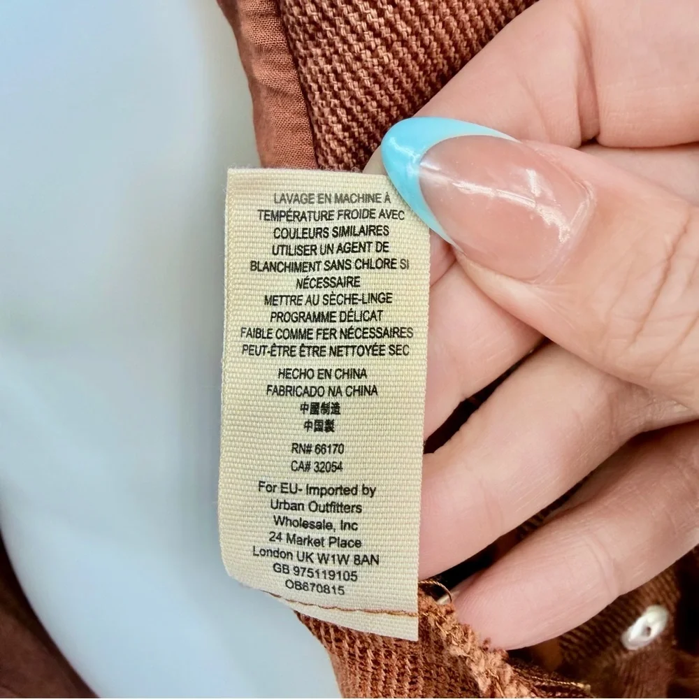 FREE PEOPLE Throwback Corduroy Jacket Lace Victorian Gothic Peplum Blazer Rust